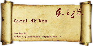 Giczi Ákos névjegykártya