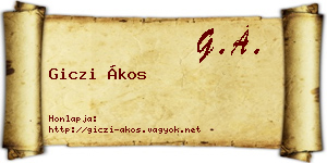 Giczi Ákos névjegykártya
